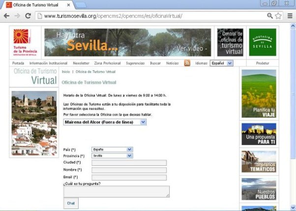 Imagen de la web de la Oficina de Turismo Virtual de Mairena del Alcor
