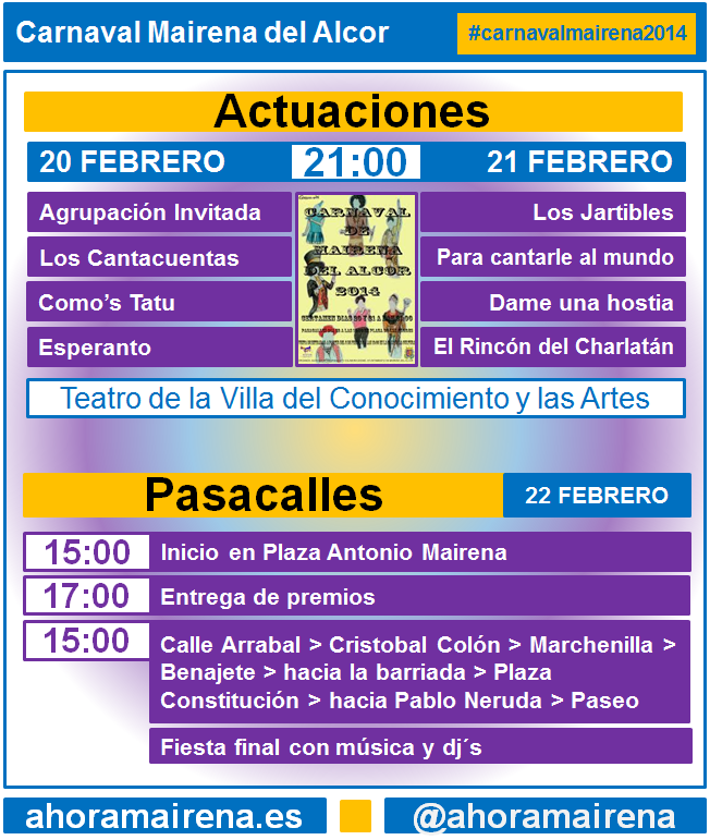 agenda y horarios carnaval de mairena 2014