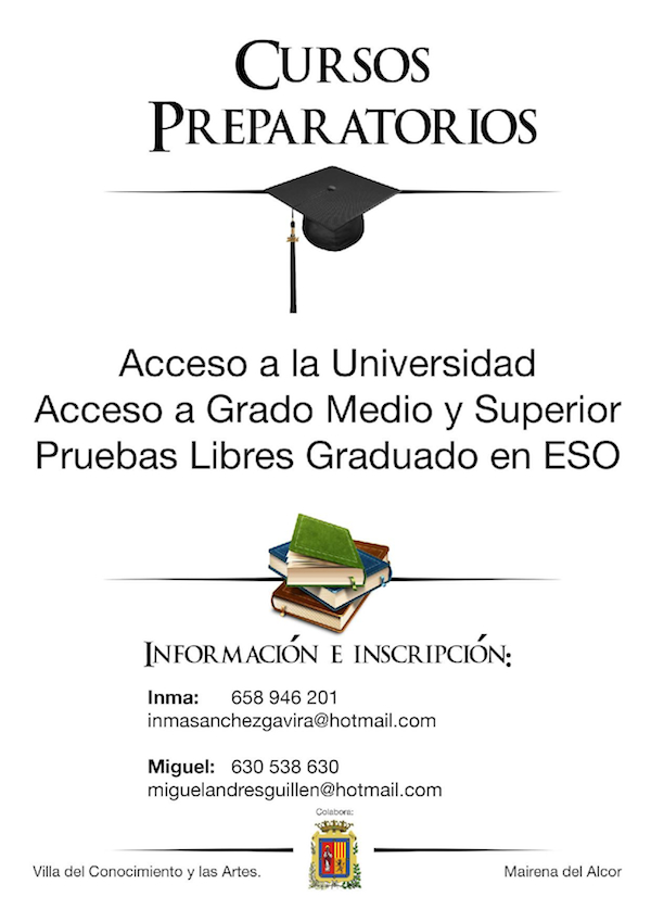 Cursos Preparatorios de acceso a la Universidad, a Grado Medio y Superior y graduado en ESO